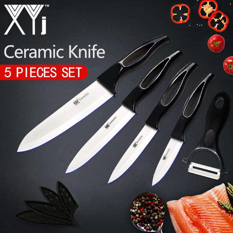 Black H White Blade XYj керамический нож, кухонный нож, набор для приготовления пищи " 4" " 6" дюймов+ Овощечистка, красивое лезвие, нож для очистки овощей, фруктов, нож для шеф-повара, кухонные инструменты - Цвет: Black H White Blade