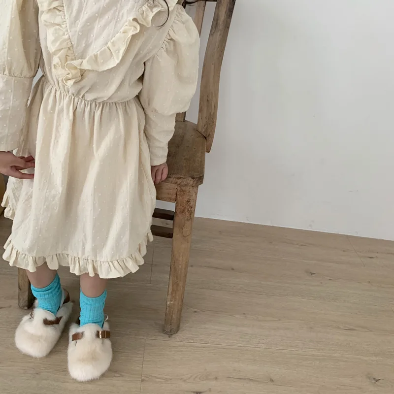Осень 2019 детское платье для девочек корейская мода винтажная детская одежда с