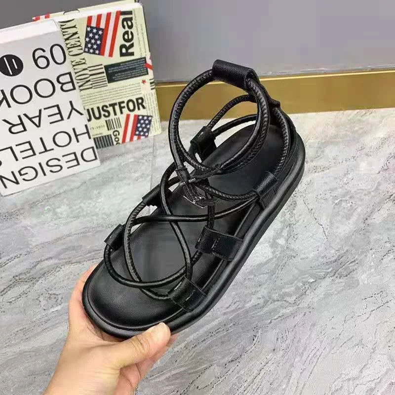 

Sandals women 2021 summer new fashion thick-bottomed breathable Eugene yarn mesh magic paste Roman sandals
