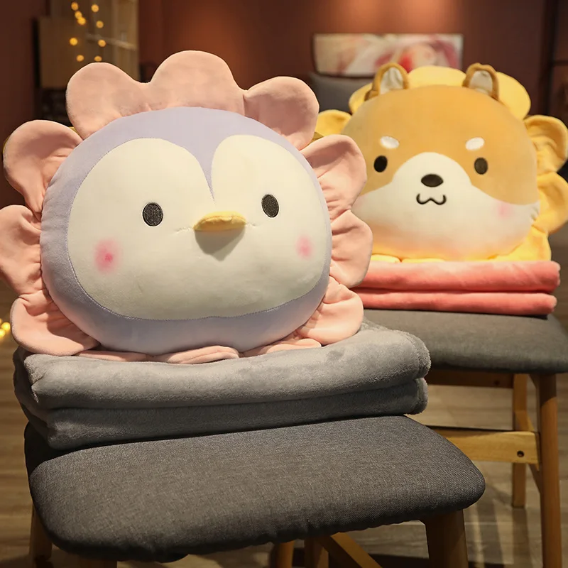 

Soft Plush Blanket Animal Throw Pillow Stuffed Animal Toy Dinosaur Pig Bear Dog Penguin Cushion With Blanket