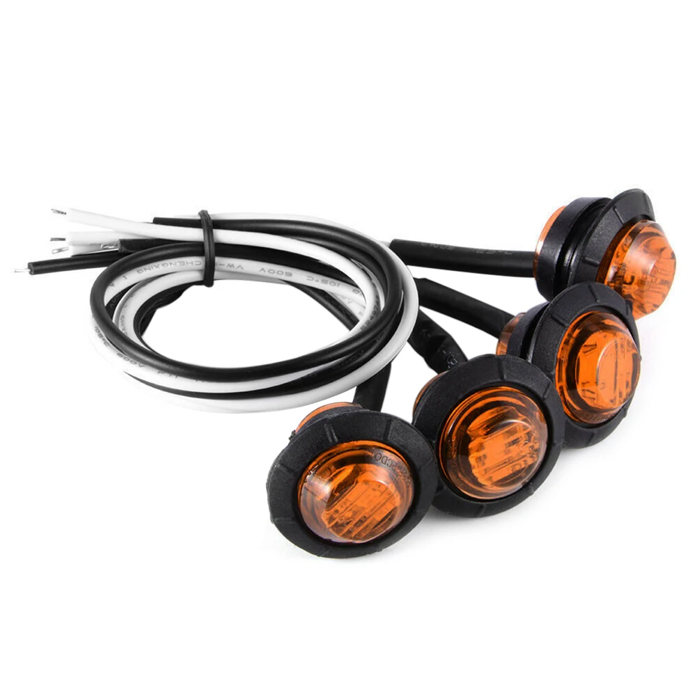 

10pcs Red Small Round Side Marker lights 3LED Button Lamps for 12V Truck Lorry RV Trailer Boat Water and Dust Proof