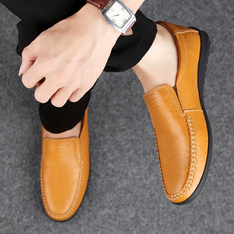 Большие размеры 37-46 модные мужские лоферы из мягкой кожи для улицы новые