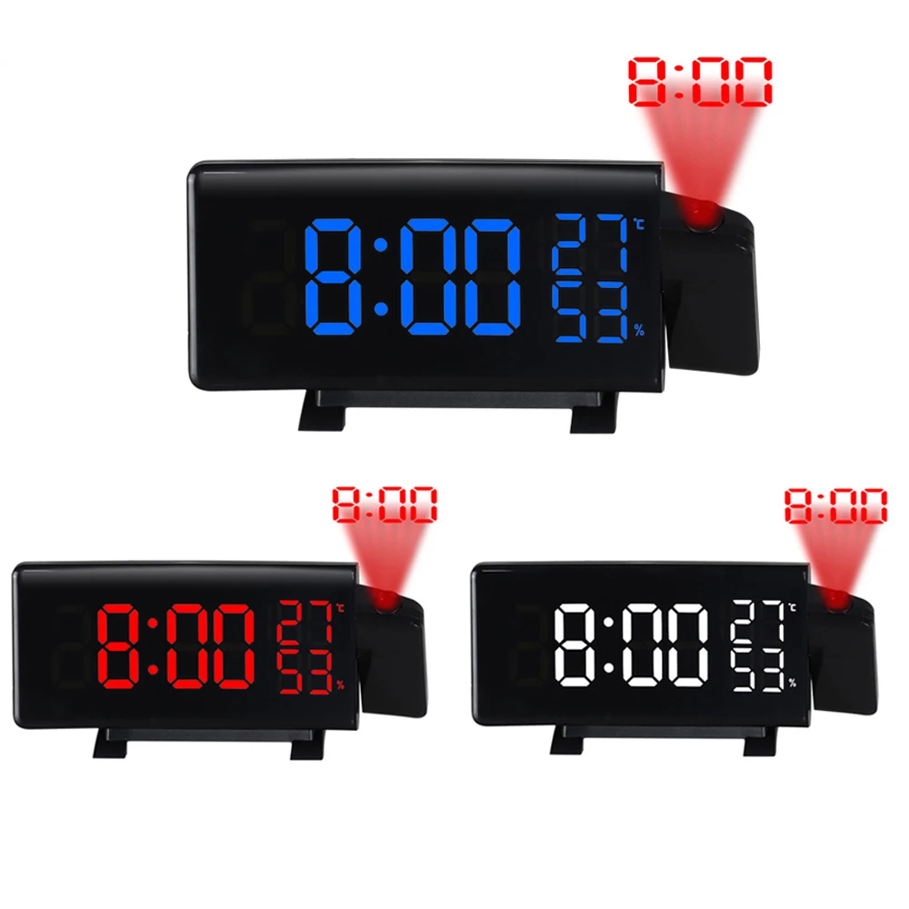 

Часы-Будильник светодиодсветодиодный с цифровой проекцией, настольные электронные часы, USB-пробуждение, FM-радио, дисплей времени, термометр...