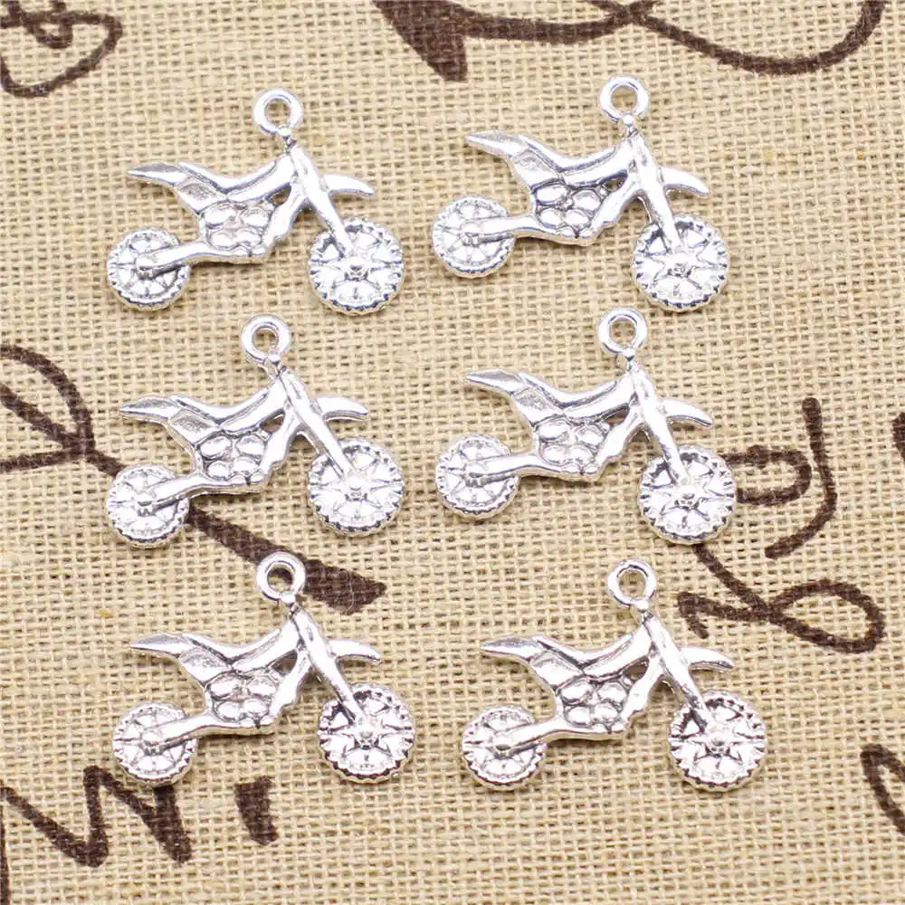 Earrings Accessories Charms For Jewelry Making 22x17mm Motorcycle Antique Silver Color 20pcs |