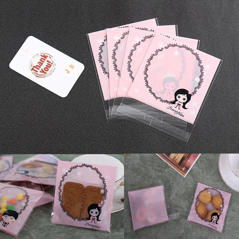 100 шт Кружева самоклеющиеся печенья конфеты упаковка подарочные пакеты целлофан