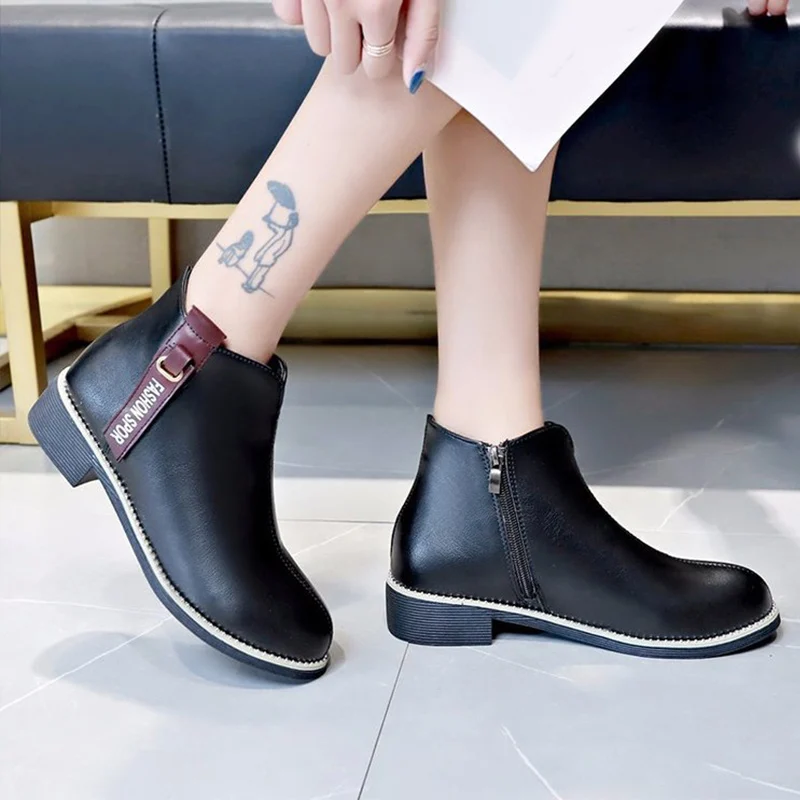Женские осенние ботильоны на платформе и низком каблуке женские модные