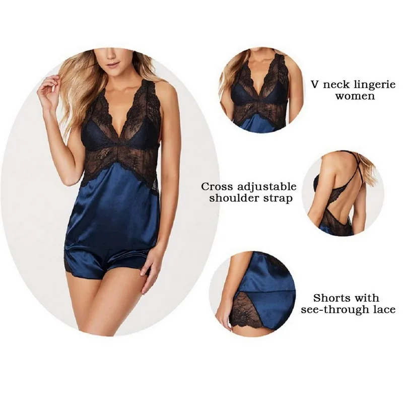 

2 Pieces Lace Sexy garter belt Backless Pajamas Suit Erotic Underwear&Pants Perspective Ladies Net Yarn Suspender Nightdress