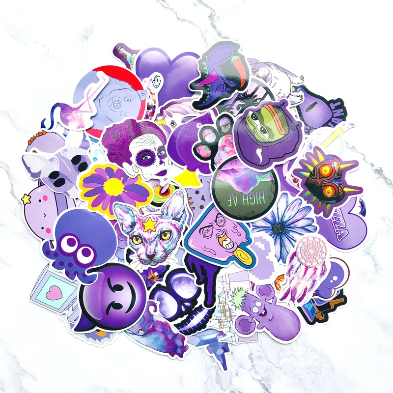 60 шт. фиолетовые милые наклейки VSCO для девочек декоративные шлема чемодана