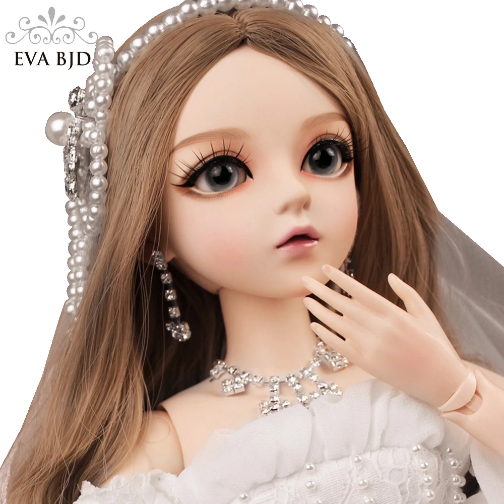EVA BJD 1/3 невесты кукла ручной работы макияж 24 дюйма 60 см белое платье + стеклянные