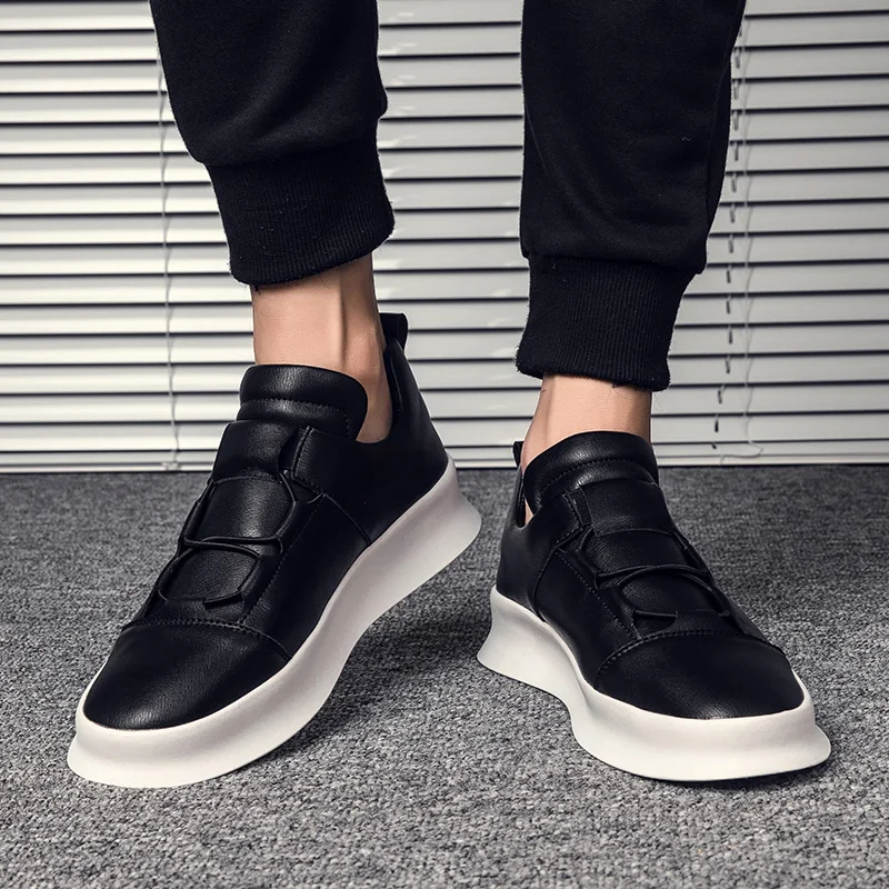 Туфли мужские повседневные из натуральной кожи удобные лоферы без застежки