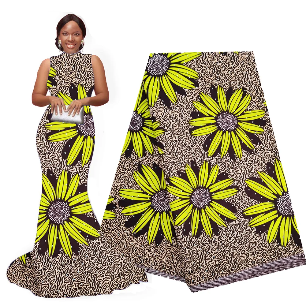 Африканская ткань с принтом воска из Анкары камнями фиолетовый настоящий воск