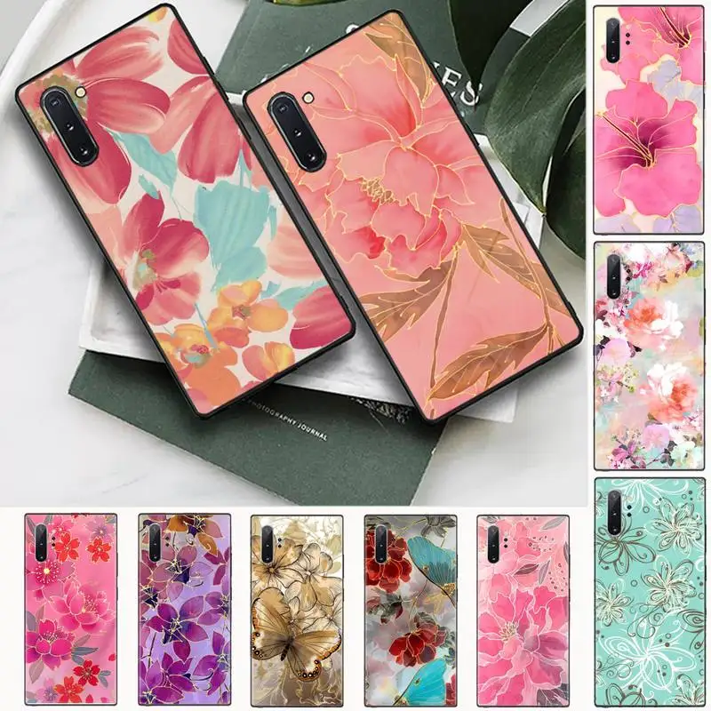 

Beautiful Flower Leaf Phone Case For Samsung Galaxy S8 S9 S10 Plus S10E Note 3 4 5 6 7 8 9 10 Pro Lite Cover Funda Shell