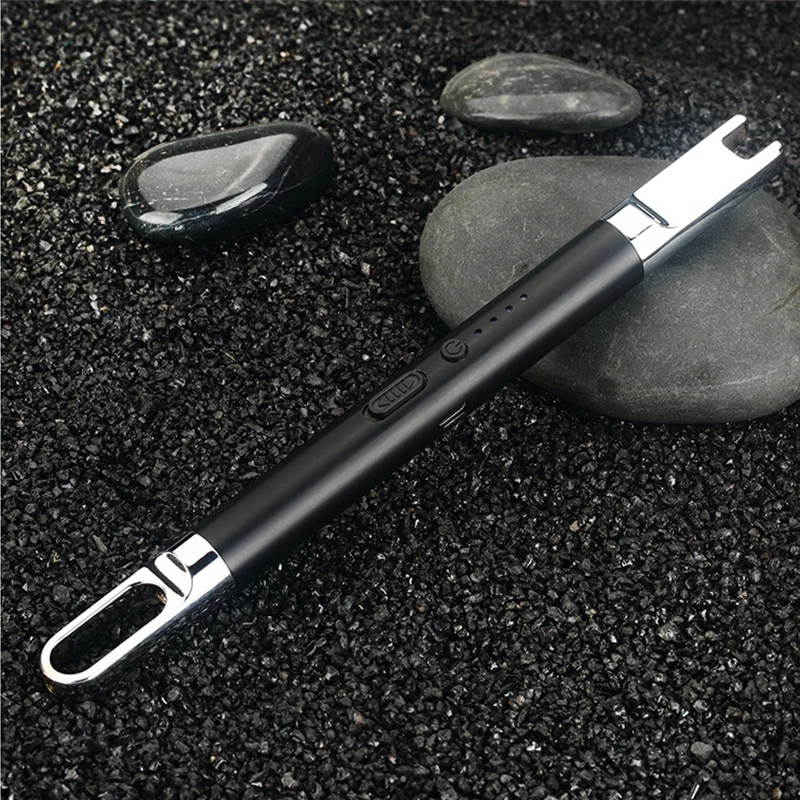 Mini USB Electronic lighter Rechargeable Power Display Pulse Arc Lighter With Hook Windproof Outdoor BBQ Igniter Kitchen Tools | Дом и сад