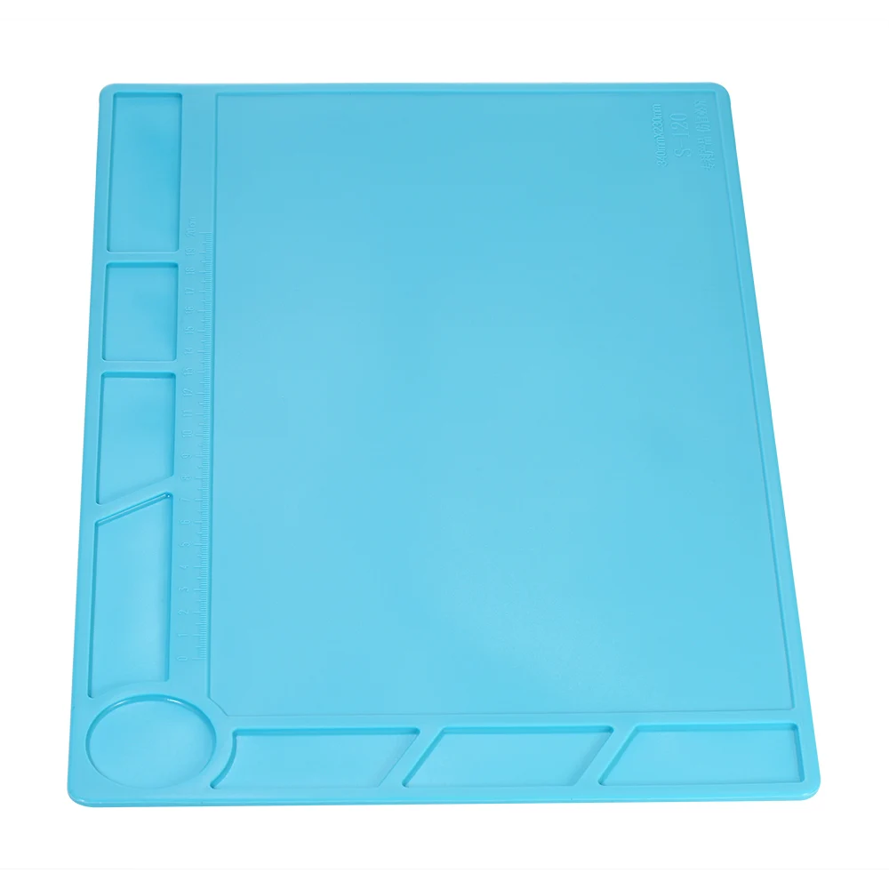 Hot Silicone Heat Insulation Soldering Iron Maintenance Mat Electronics Disassembly BGA Repair Pad + Ruler Screw Notch | Инструменты