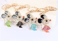lovely mixed color mouse rat charm pendant cute rhinestone crystal car purse bag key chain jewelry creative party christmas gift