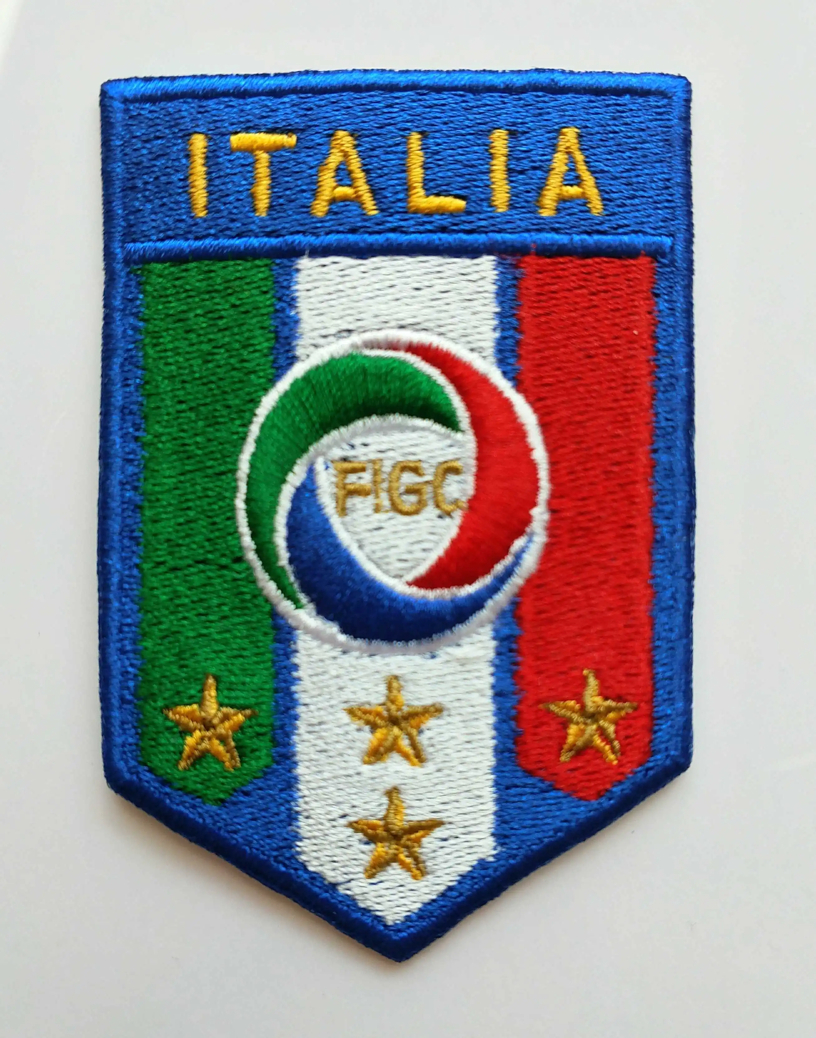 2pcs Football soccer fussball National Team Italy logo iron on Patch Aufnaeher Applique Badge Buegelbild Embroidered