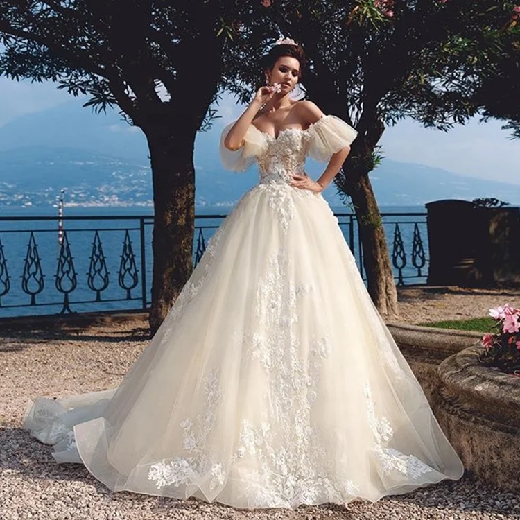 Платье принцессы свадебное платье с открытыми плечами бальное Милая Пышная юбка