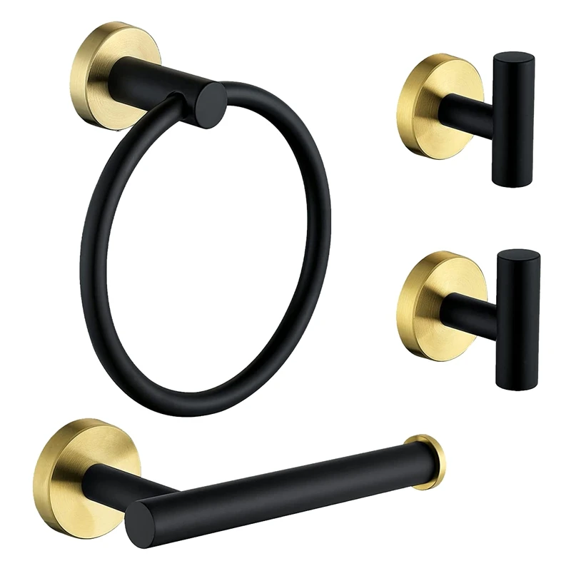 

Набор аксессуаров для ванной комнаты из нержавеющей стали, 4 шт., кольцо для полотенец, держатель для туалетной бумаги, крючки для полотенец, ...