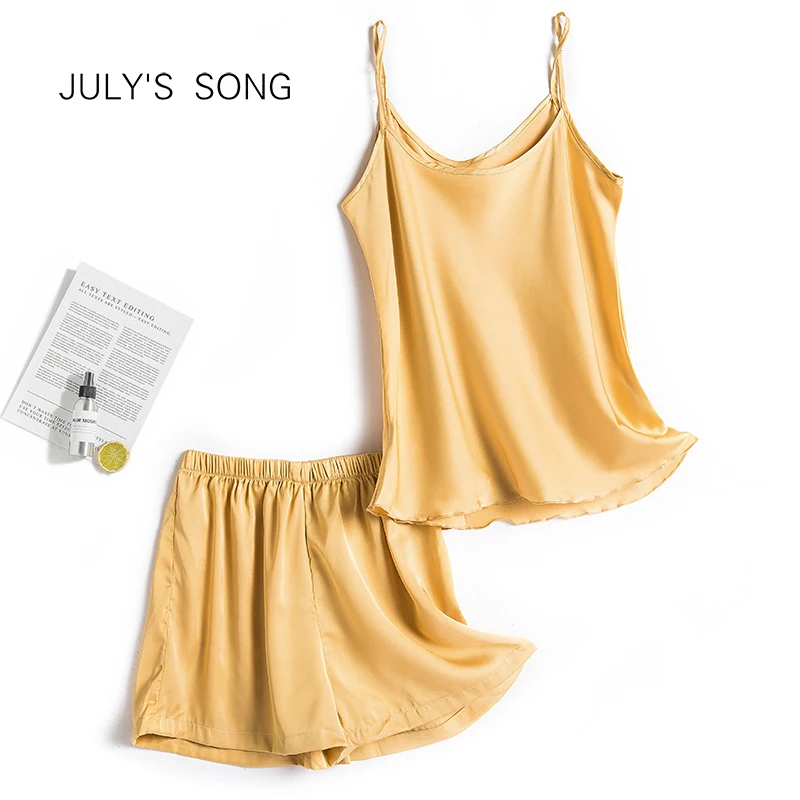 Пижамный комплект JULY'S SONG женский атласный однотонный пижамный на бретелях и
