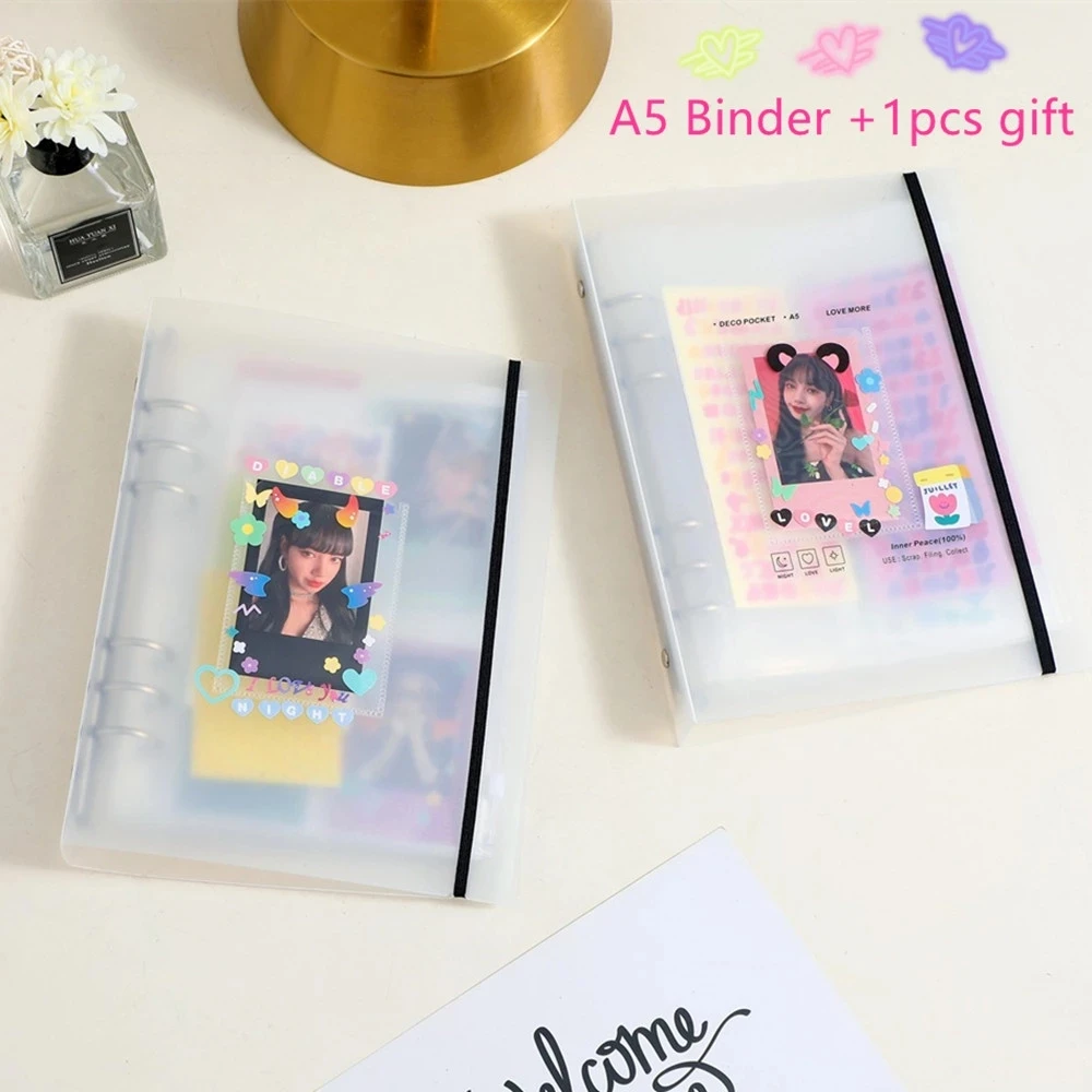 

New A5 Binder Postcard Collect Book Korea Kpop Idol Photo Organizer Journal Diary Agenda Planner Bullet Cover School Stationery