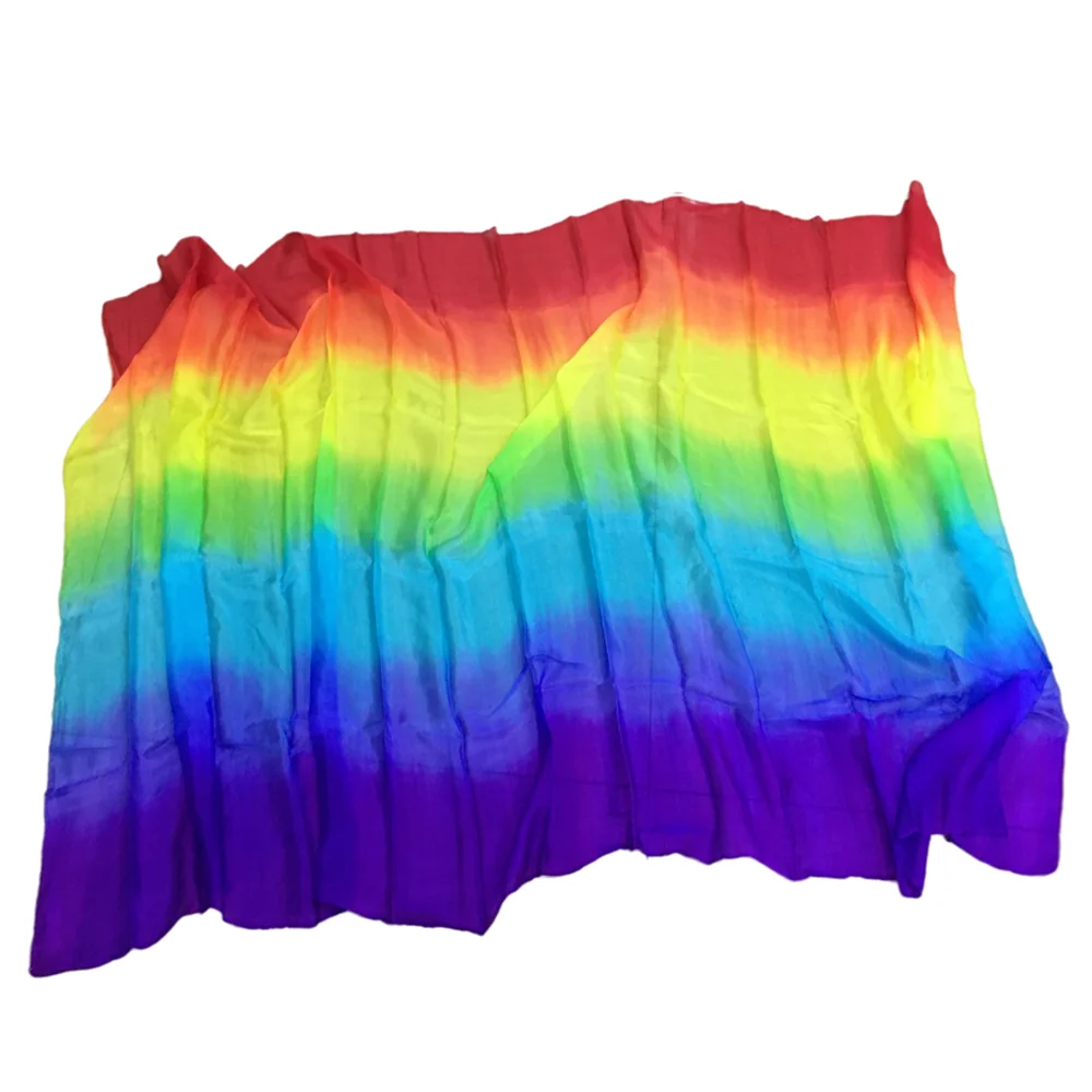 Профессиональная шелковая Фата для танца живота шарф-платок постепенного цвета