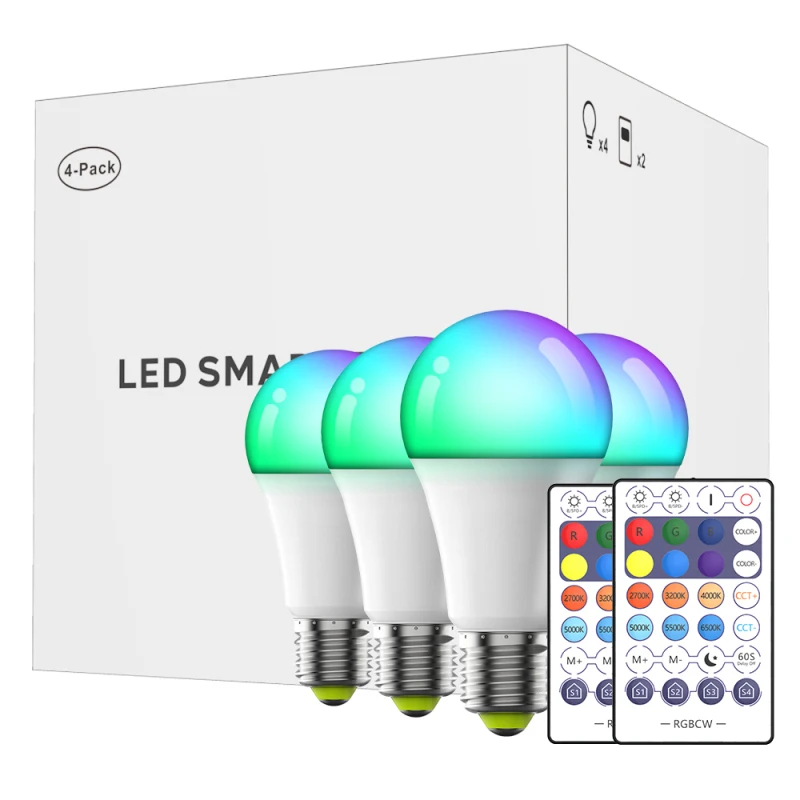 

1-4PCS 10W WiFi Bluetooth Smart LED Light Bulb E27 Dimmable Remote Control Lamp Work With Alexa Google Home Magic Home Pro App