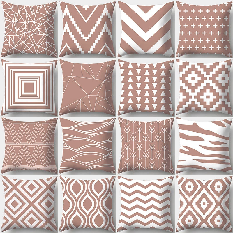 

Brown Geometric Pattern Decorative Cushions Pillowcase Polyester Cushion Cover Throw Pillow Sofa Decoration Pillowcover 40929