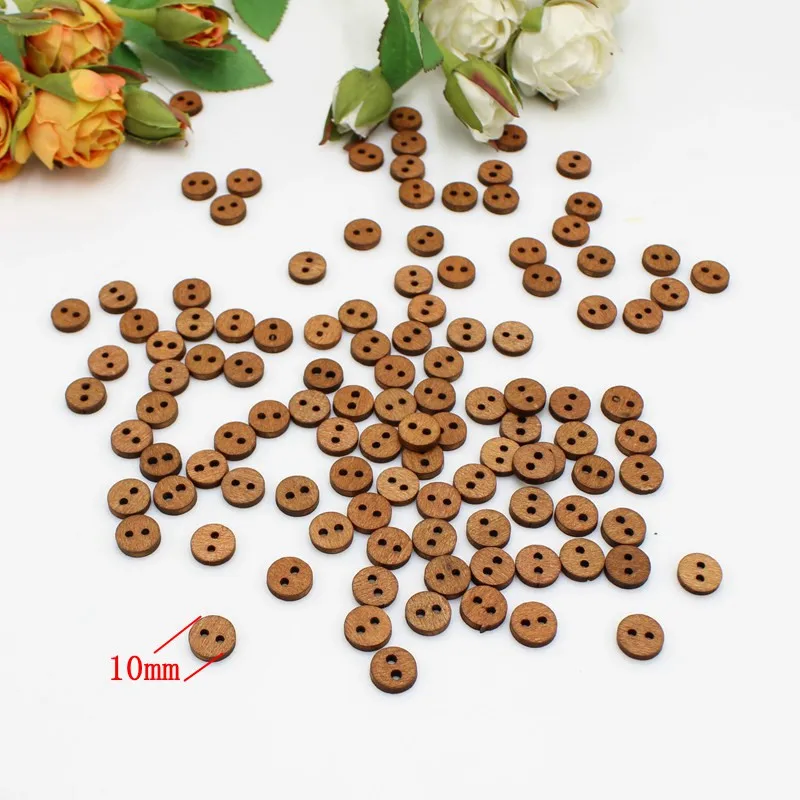 100pcs or 200pcs/lot mix 8 shapes mixed mini buttons for doll craft scrapbooking wood small 9mm -10mm diy crafts | Дом и сад