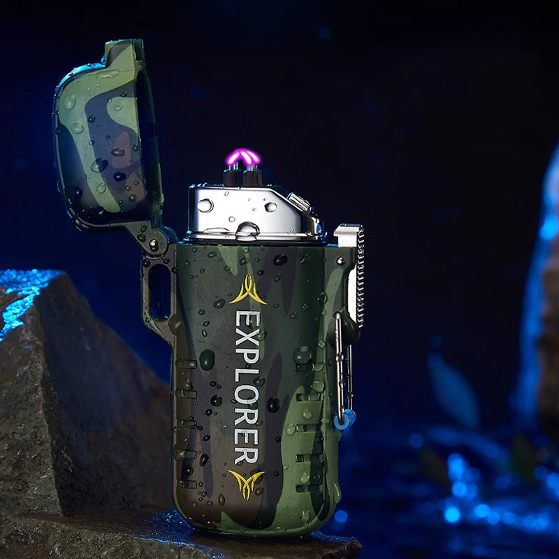 

USB Cigarette Lighter Charging Plasma Arc Induction Electronic Outdoor Survival Custom Windproof Waterproof Metal Lighter