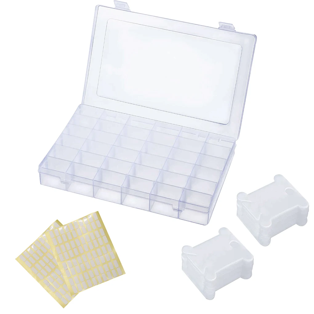 

Plastic Embroidery Floss Organizer Box 36 Grid Thread Bobbins Container Cross Stitch Sewing Storage DIY Sewing Accessories Set