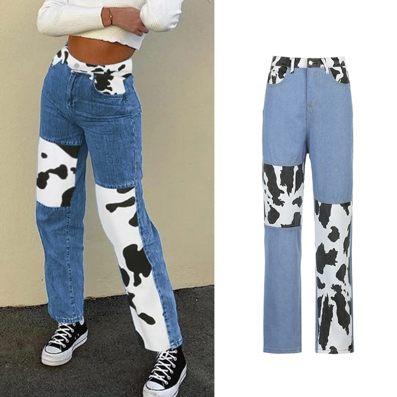 

Women High Waist Hip Hop Loose Jeans Vintage Distressed Ripped Hole Denim Pants Harajuku Punk Straight Leg Hippie Trousers Stree