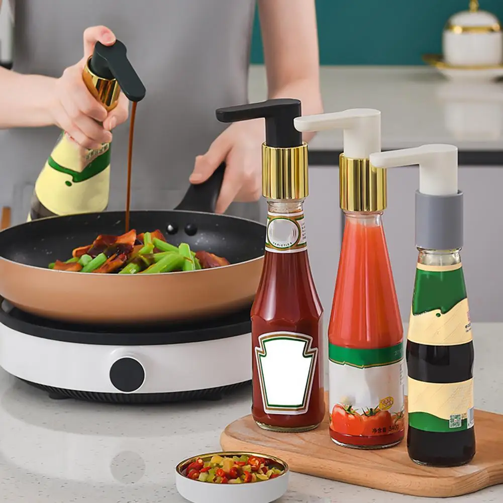 

No Burrs Universal Ketchup Vinegar Bottle Pump Head ABS Press Pump Head Tightly Seal Kitchen Supplies