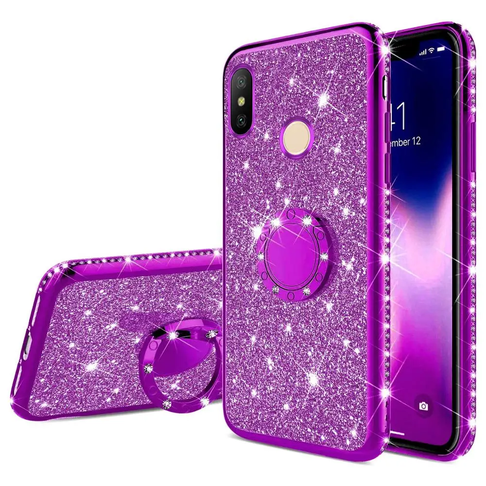 

Diamond Case for Xiaomi Redmi Note 9 9s 8 Pro 8T 8A Jewelled Ring Kickstand Cover For Xiaomi Mi Note 10 Pro CC9 Pro Glitter Case