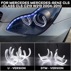 Комплект светодиодный глаз ангела в стиле DTM, белые дневные ходовые огни, хрустальные глазки ангела для Mercedes-Benz CLS-class CLS C219 W219 2004-2010