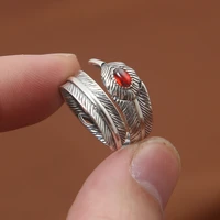 pure 925 sterling silver jewelry takahashi goros rings eagle feathers opening ring for women birthday gift mens signet ring 164