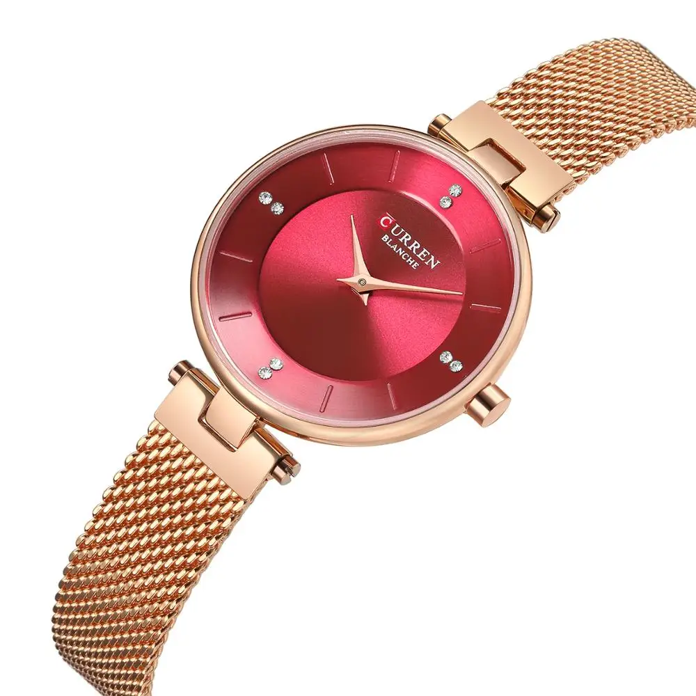 

CURREN Women's Watches Luxury Fashion Design Rhinestones Female Clock Exquisite Quartz Watch Rose Gold Stainless Steel Watches