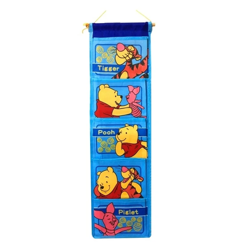 Blue weini bear Мультяшная настенная сумка для хранения, модная игрушка, органайзер для макияжа, 5 Карманов, подвесной чехол для хранения, сумки, чехол для двери, ванной комнаты - Цвет: Blue weini bear