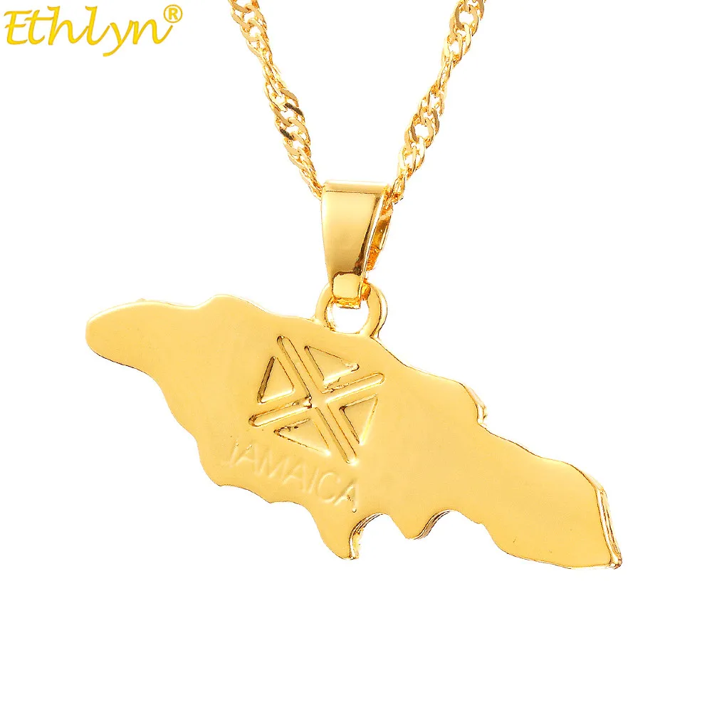 Ожерелья Ethlyn с подвеской в виде карты Ямайки золотого цвета для женщин/девушек