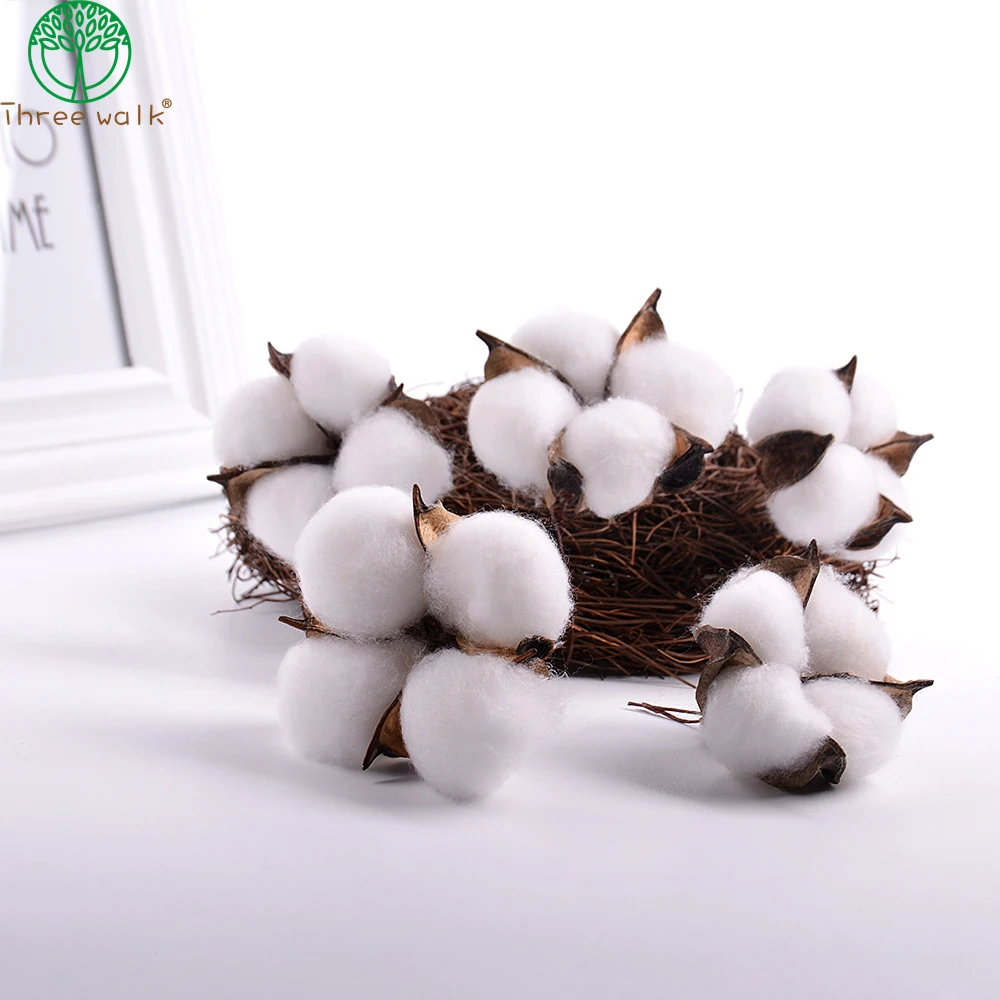 5 шт. искусственная голова капока см натуральный сушеный цветок Хлопок Свадебные