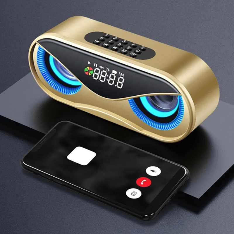 m6 owl bluetooth speaker portable column led flash wireless loudspeaker fm radio alarm clock speaker tf aux usb music center free global shipping