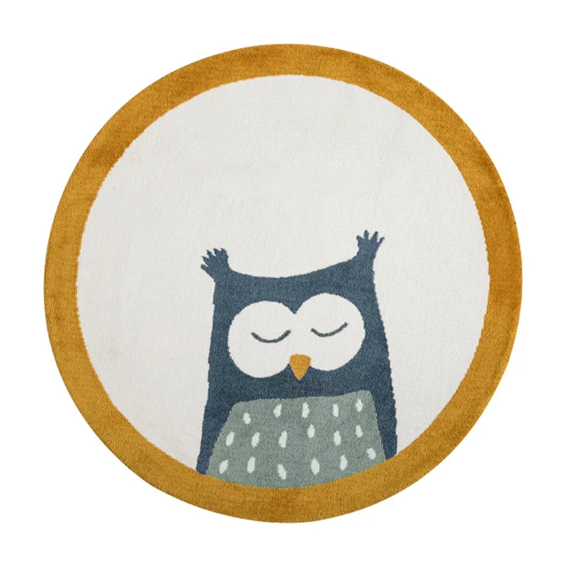 

2021 New Baby Play Mat Crawling Carpet Kids Room Floor Rug Round Cartoon Owl Printed Game Pad Playmat Nursery Decoration