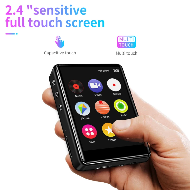 REDANT MP3-плеер Bluetooth 2 4 дюймов полный сенсорный экран со встроенным динамиком FM