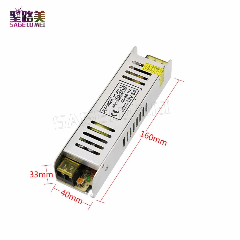 Источник питания для светодиодного освещения 110-220 в перем. Тока 12 пост. 5 А 60 Вт |