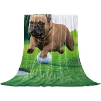 sweet home fleece throw blanket full size french bulldog playing golf funny pattern lightweight flannel blankets for couch be