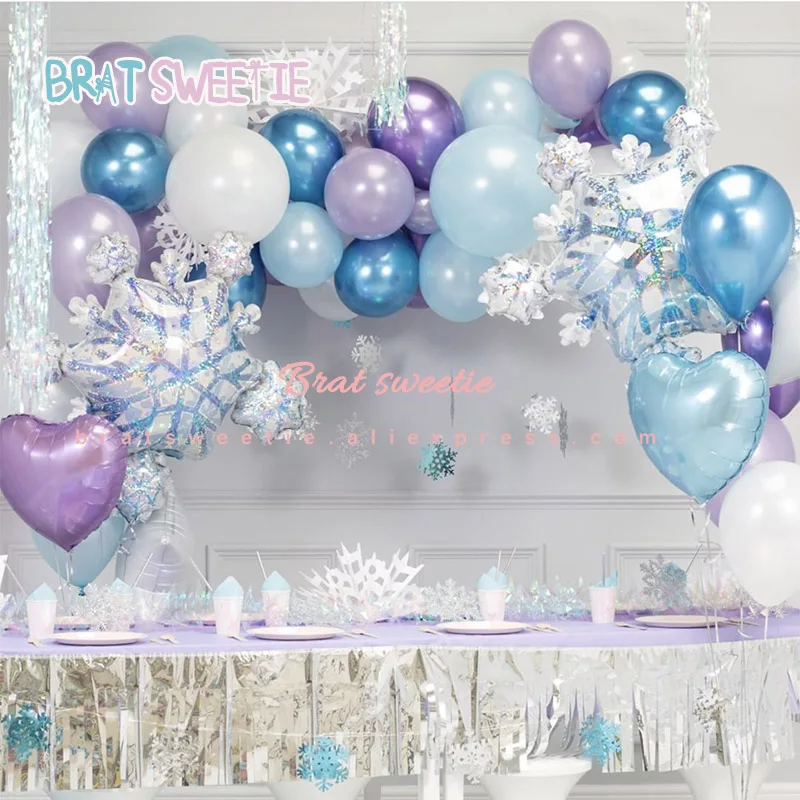 94 шт. украшения для вечеринки ледяной принцессы снежинка воздушные шары гирлянда