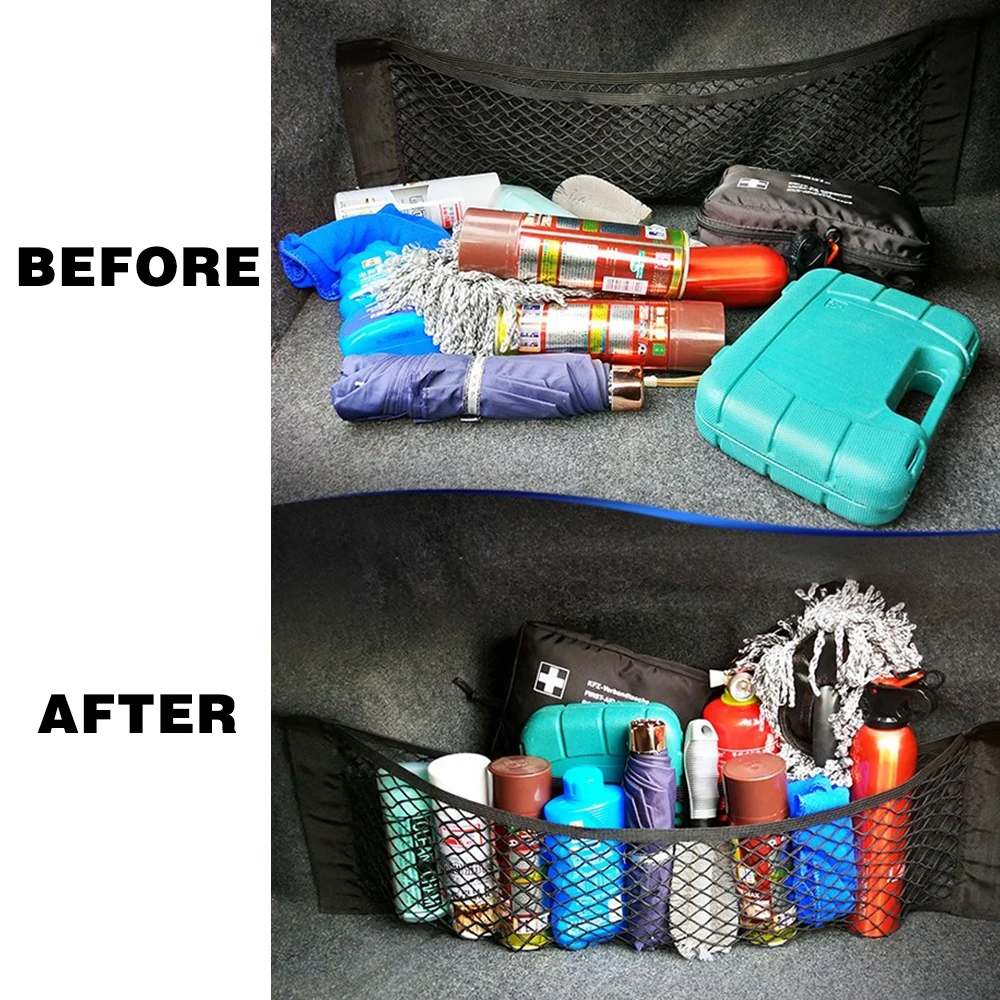 Loozykit Car Storage Net Bag Auto Mesh Debris Pocket Holder Organizer Phone Polyester Back Seat Side Large Size | Дом и сад