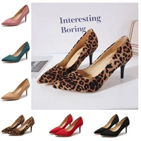 shoes woman high heels pumps 8cm tacones pointed toe stilettos talon femme sexy ladies wedding leopard plus size 34 44