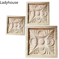 6 10cm vintage unpainted wood carved decal corner applique frame for home wall cabinet door decorative wooden miniature craft