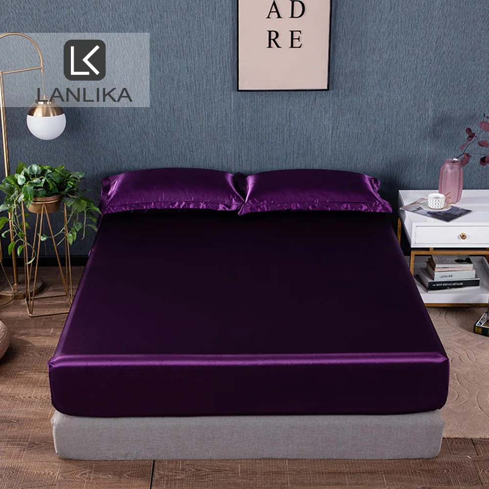 Роскошная атласная шелковая фиолетовая натяжная простыня Lanlika 1 шт. чехол для
