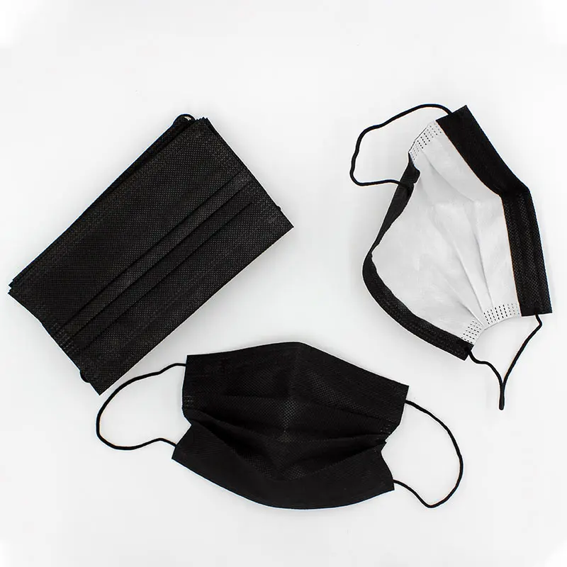 

200pcs Disposable Face Masks Nonwoven 3 Layer Filter Safety Anti Dust Smog Breathable Gauze Mask Black Adult Face Mouth Masks